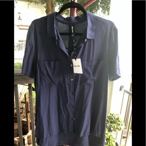 Navy Blue Button Down Top